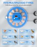 KALEBEE 18 Egg Incubator with Auto Water Refill, LED Candler & Turner, Temperature & Humidity Control, Digital Hatcher for Chicken, Duck, Quail, Goose & Parrot Eggs – Ideal for Farm, Lab, Home Use