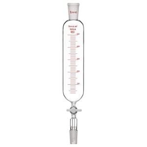 stonylab Addition Funnel, 24/40 Joint Borosilicate Glass Graduated Dropping Funnel with PTFE Stopcock for Laboratory Use, 500ml