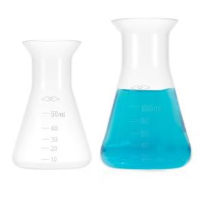 2 Pcs Plastic Erlenmeyer Flask Lab Flask Science Flasks Conical Clear Scale for Laboratory Home Learning Flasks Tool (50ml, 100ml)