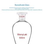stonylab Borosilicate Glass 500 ml Heavy Wall Conical Separatory Funnel with 24/29 Joints and PTFE Stopcock, 500 ml