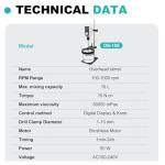 JOANLAB Digital Overhead Stirrer Set 20L Overhead Mixer Lab Stirrer w/Stirring Rods 20000mPas,100-1500rpm Timing 1min-24h (Stand Included)