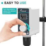 JOANLAB Digital Overhead Stirrer Set 20L Overhead Mixer Lab Stirrer w/Stirring Rods 20000mPas,100-1500rpm Timing 1min-24h (Stand Included)