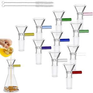 Lflwacy 10PCS Glass Funnels，14MM with Handle, Multipurpose Clear Glass Funnel for Lab & Bottles