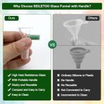 Lflwacy 10PCS Glass Funnels，14MM with Handle, Multipurpose Clear Glass Funnel for Lab & Bottles