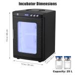 25L Reptile Incubator, Portable Science Lab Incubator, 10-60°C (72-140°F) Cooling and Heating, 12VAC/110VDC Dual-Power Small Reptile Egg Incubator for Laboratory, Home, Vehicle, Black