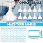 Reallnaive 40 Pcs 10 ml Clear Glass Vial Sealed Sample Bottles with White Screw Cap and Inner Plug Marker Stickers Funnel Foam Gasket Leak-proof Liquid Storage Small Lab Sample Vials