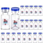 Ks-Tek 20pcs Sterile Empty Vial,Sample Vials with Self Healing Injection Port and Flip Off Cover,Borosilicate Injection Glass Bottle Individually Packing (Transparent, 3 ml)