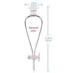 stonylab Borosilicate Glass 250 ml Heavy Wall Conical Separatory Funnel with 24/29 Joints and PTFE Stopcock, 250 ml
