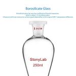 stonylab Borosilicate Glass 250 ml Heavy Wall Conical Separatory Funnel with 24/29 Joints and PTFE Stopcock, 250 ml