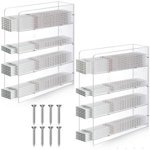 Geelin 2 Pcs Acrylic Pipette Rack with 4 Compartment Counter Top Wall Mounted Pipette Holder Universal Lab Organizer Stand for Laboratory Office Home Storage Display, 15 x 11.8 x 4 Inch (Clear)