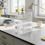 Geelin 2 Pcs Acrylic Pipette Rack with 4 Compartment Counter Top Wall Mounted Pipette Holder Universal Lab Organizer Stand for Laboratory Office Home Storage Display, 15 x 11.8 x 4 Inch (Clear)