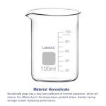 Labasics Glass Beaker, 1 Pack Borosilicate Glass Graduated Low Form Griffin Beaker with Pouring Spout Lab Beaker, 100 ml, High Temperature Resistance, Laboratory use