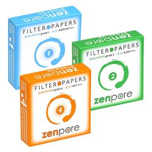 Filter Paper 7 cm Lab Qualitative Filter Paper for Chemistry, Standard Grades 1, 2, 4 - ZENPORE Fast, Medium, Slow Flow 70 mm (Bundle of 3 x 100 Discs)