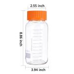 Moonetto 3 Pieces GL80 1000 mL Orange Cap Wide Mouth Graduated Round Reagent Media/Storage Lab Glass Bottle