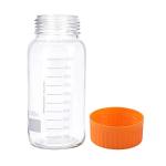 Moonetto 3 Pieces GL80 1000 mL Orange Cap Wide Mouth Graduated Round Reagent Media/Storage Lab Glass Bottle