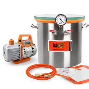BACOENG 5 Gallon 4.5 CFM Tempered Glass Lid Vacuum Chamber with Pump, Degassing Chamber Kit for Stabilizing Wood, Degassing Silicones and Epoxies