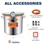BACOENG 5 Gallon 4.5 CFM Tempered Glass Lid Vacuum Chamber with Pump, Degassing Chamber Kit for Stabilizing Wood, Degassing Silicones and Epoxies