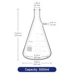Heavy Wall Borosilicate Glass Filtering Flask, 5000 ml