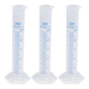 Bociloy 3-Pack 25ml Transparent Measuring Cylinders