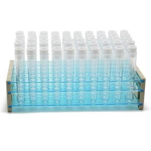 50 Plastic Test Tubes with Rack and Caps