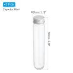 80ml Plastic Test Tubes with Screw Caps - 6 Pack