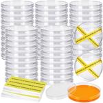 60 Pcs Sterile Plastic Petri Dishes with Lids