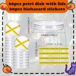 60 Pcs Sterile Plastic Petri Dishes with Lids