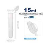 15 mL Round Bottom Centrifuge Tubes – 100 Pack
