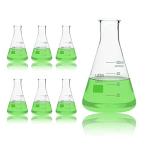 Set of 6 Narrow Mouth Glass Erlenmeyer Flasks