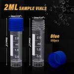 100 Pcs 2ml Vials with Screw Caps - Blue