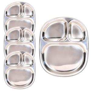 Stainless Steel Divided Plates for Kids - 4 Pack