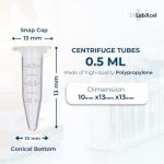 LabXcel Polypropylene Microcentrifuge Tubes with Caps