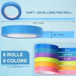 Glenmal 6 Rolls Colorful Lab Labeling Tape 164ft