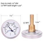 Hot Water Bi-Metal Thermometer with Brass Stem