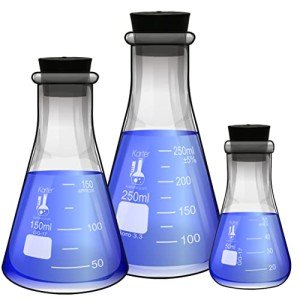 Erlenmeyer Flask Set with Rubber Stoppers - 3 Sizes