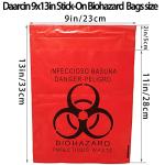 100 Pack Biohazard Infectious Waste Bags 9x13in