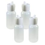 Boston Round LDPE Plastic Bottles with Flip Spout, 4 Pack