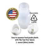Boston Round LDPE Plastic Bottles with Flip Spout, 4 Pack