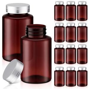 SiliFine 12 Pcs Amber Reagent Bottles with Caps