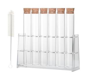 HUAOU 6-Pack 100ml Glass Test Tubes with Rack
