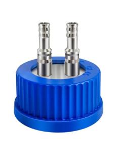 GL45 Safety Bottle Cap, 2-Port Stainless Steel