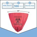 Biohazard Waste Bags, 10 Gallon, 100 Count