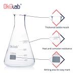 Okulab 2-Pack 1000ml Glass Erlenmeyer Flasks