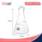 Okulab 2-Pack 1000ml Glass Erlenmeyer Flasks