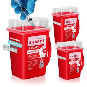 Medvera Magnetic Sharps Container - 3-Pack, Leak-Proof