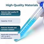 15ml Centrifuge Tubes - 100 Pack with Caps