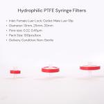 100 Pack PTFE Syringe Filters 0.45μm - 33mm