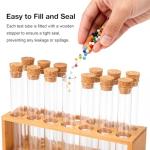Clear Plastic Test Tubes with Cork Stoppers, 15 Pcs