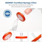 100PCS Hydrophobic PTFE Syringe Filters, 0.45um