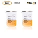 ULAB 1000ml Borosilicate Glass Beakers - Pack of 2